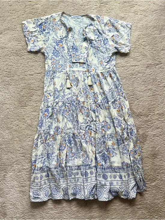 Olivaceous Dresses & Skirts - Olivaceous Cream Midi Dress with Floral Print